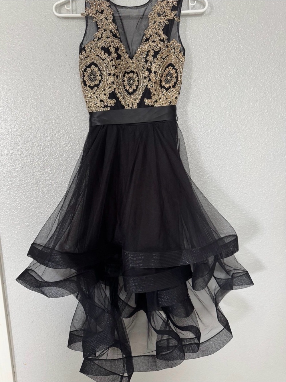 💝City Triangles Black Gold High-Low Formal Dress 0
